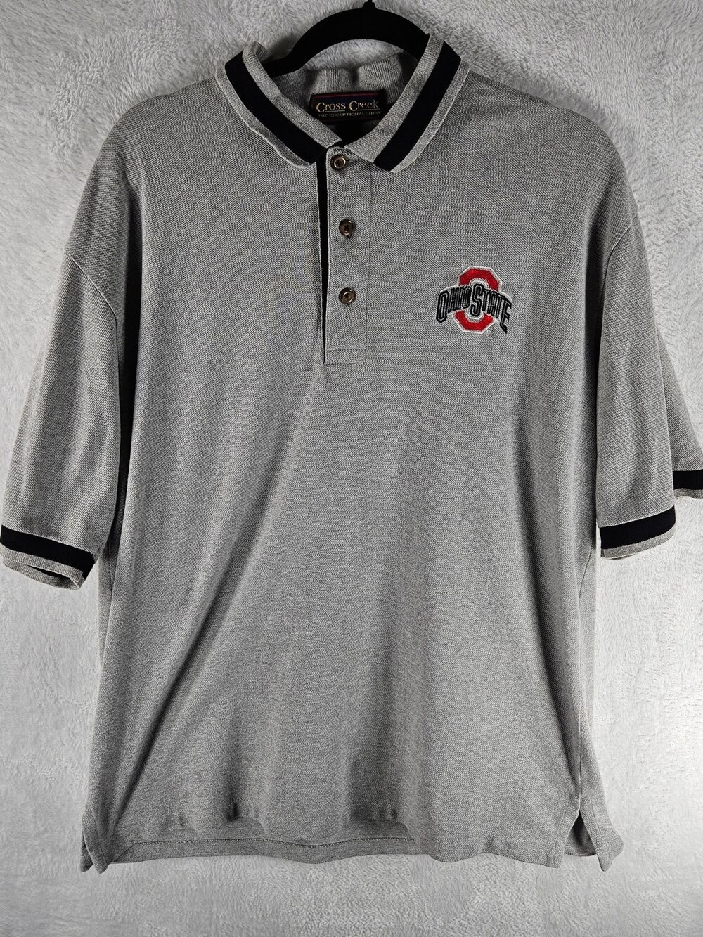 Vintage 90s Cross Creek Ohio State Buckeyes Polo Shirt Gray Men's Size Large
